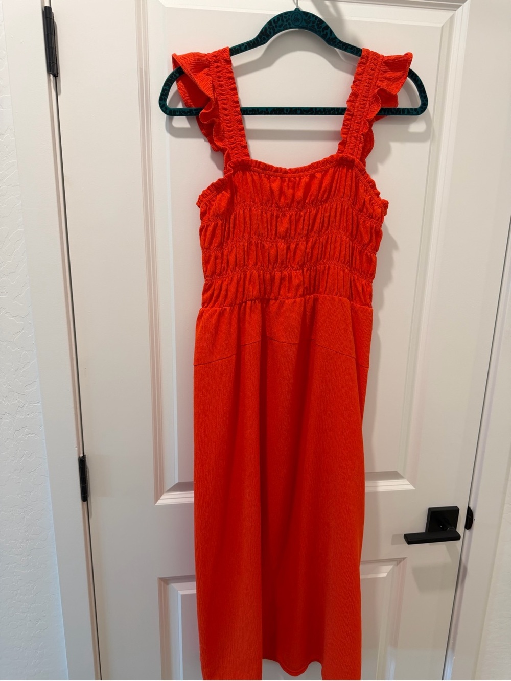 Old Navy Orange Smocked Midi Dress with Ruffle Straps